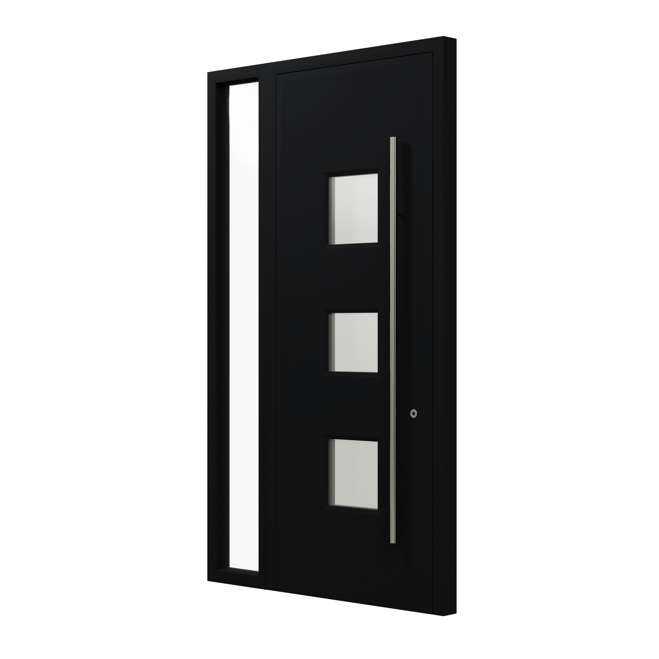 Voordeur met zijlicht links (binnendraaiend) aluminium drie glas velden