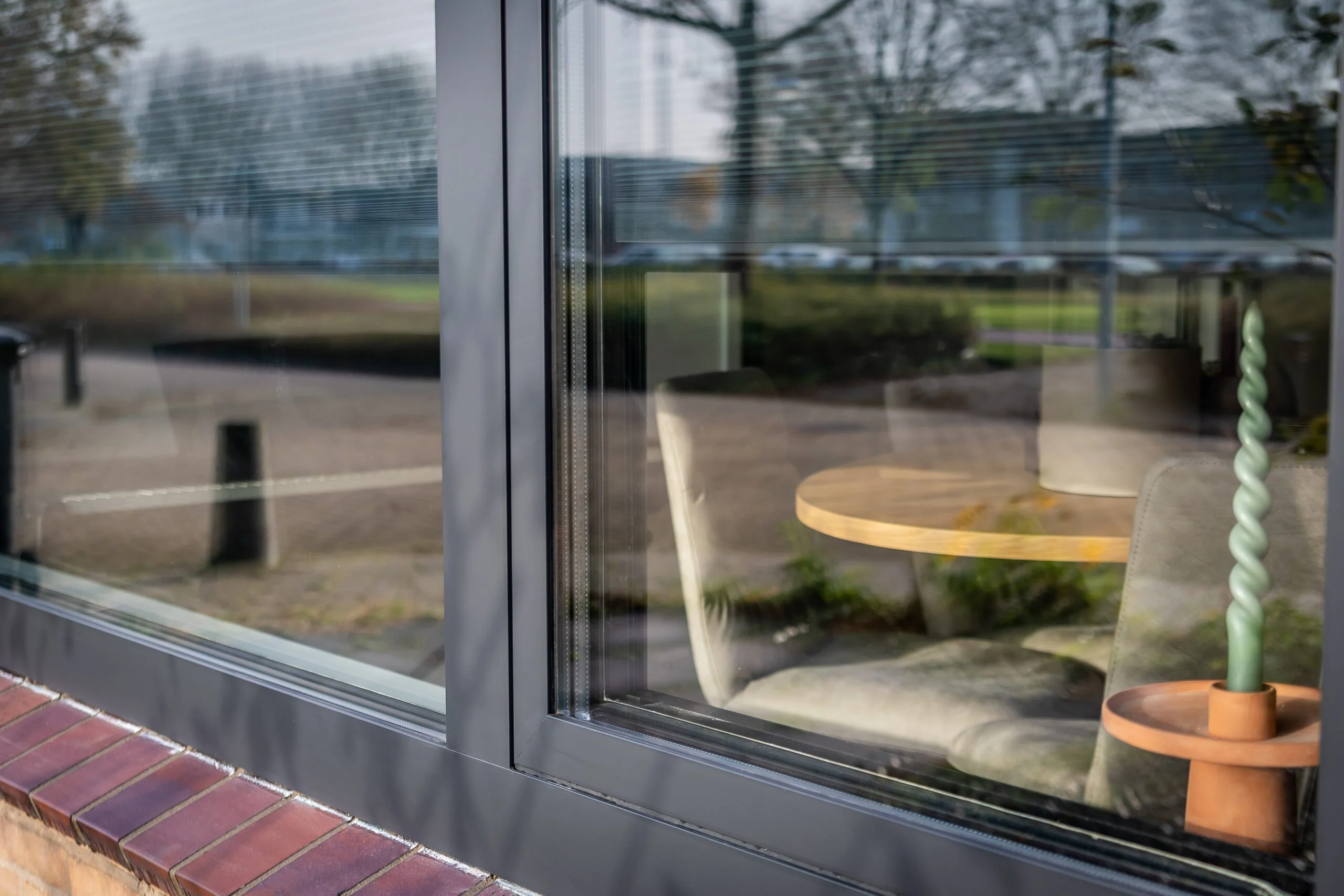 Vast glas | 1 vak | aluminium