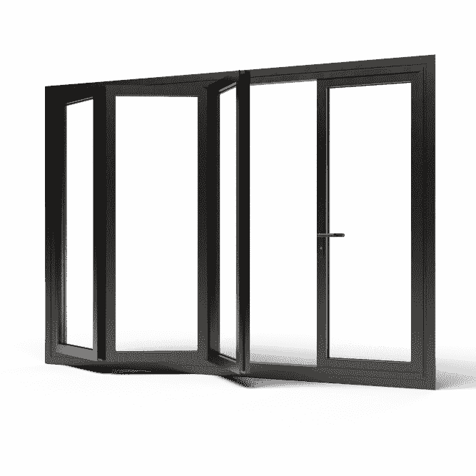 aluminium harmonicadeur 4-delig met vaste loopdeur